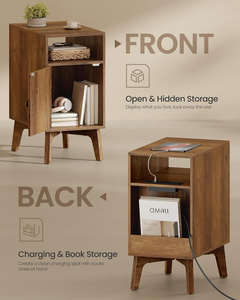 Tavolino Laterale in Legno Combohome con Presa di Corrente, Best Seller Versatile per Case Moderne - Product Image 6