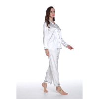 Pyjamas en soie 100% pour femmes vêtements de nuit de luxe en satin floral robes d'été décontractées-blanc pour filles et vêtements d'hiver