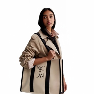Luxury Fashion Unisex Tote <b>Bags</b> Custom Printed Logo Natural Cotton <b>Canvas</b> Shoulder Shopping <b>Bag</b> Embroidery Open Chains Letter - Product Image 5