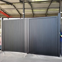 Puerta Principal de Patio Rústica de Aluminio de Alta Calidad, Puertas Automáticas Abatibles para Entrada de Vehículos