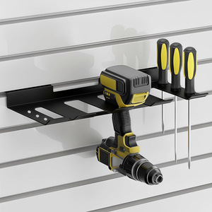 Organizador de herramientas eléctricas inalámbricas con 4 soportes para taladros, ideal para garajes y talleres. - Product Image 1