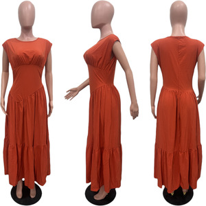 Vestidos de Verano Casuales para Mujer, Color Sólido, con Dobladillo Desgarrado, al por Mayor - Product Image 2