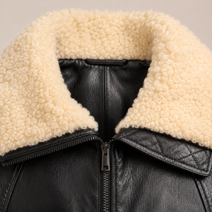 Winter Faux Shearling (PU) <b>Jacket</b> Waterproof Windproof Breathable Eco-friendly PU <b>Leather</b> Fur Collar <b>Long</b> Sleeve <b>leather</b> <b>jacket</b> - Product Image 5