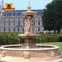 Fontaine cascade Antique à plusieurs niveaux, jardin extérieur, sculpture en pierre naturelle, fontaine d'eau en marbre à vendre