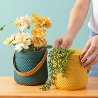 Pot de fleurs rond en céramique créatif, pour balcon, jardin, hôtel, maison, décoration, pot portable, solide et durable, pot de fleurs simple