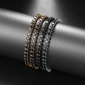 Bestone Nieuwe Collectie Luxe Paar Sieraden Geometrische Zwarte Cz Armband Zirconia Tennis Chain Verstelbare Armband
