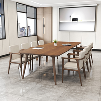 Table de Conférence Rectangulaire Moderne en Bois Massif, Design Minimaliste, Idéale pour Négociations et Salles de Formation – Vente Flash Usine