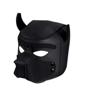 Masque de tête intégrale pour chien avec oreilles, en caoutchouc PU rembourré, pour fête, jeu de rôle, cosplay, jouet pour couples W24-651