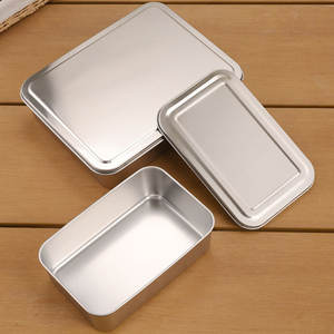 Plateau de rangement alimentaire carré en acier inoxydable classique de luxe doré avec couvercle, <span class=keywords><strong>plat</strong></span> <span class=keywords><strong>pour</strong></span> la cuisson du <span class=keywords><strong>tiramisu</strong></span>/du pain et l'utilisation hôtelière - Product Image 2