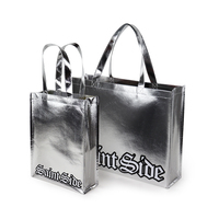 Sac Fourre-Tout de Shopping Recyclable en Tissu Non-Tissé Métallisé Stratifié Personnalisé Imprimé Argent/Or