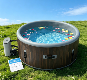 Bain à remous <span class=keywords><strong>gonflable</strong></span> portable de conception moderne pour l'extérieur, 120 jets pour <span class=keywords><strong>jacuzzi</strong></span>, capacité 2 personnes avec fonction massage et <span class=keywords><strong>couverture</strong></span> - Product Image 1