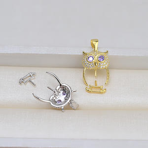 Pendentif en argent S925 fait main avec perle baroque et support vide en forme de hibou féminin, accessoires de bricolage, collier 1421 - Product Image 4