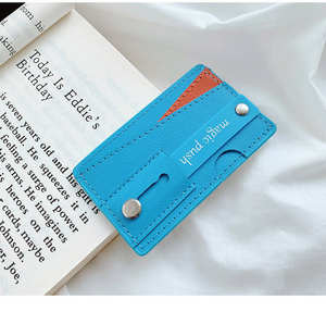 Custom Logo Universal Pu Wallet Ic Card <b>Bag</b> Phone Hand Band Bracket Finger Ring Push Pull <b>Grip</b> Stand Holder - Product Image 2