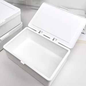 Boîte de rangement de bureau avec couvercle, anti-poussière, boîte de rangement simple pour la maison, boîte à articles divers pour étudiants, boîte à papeterie à couvercle rabattable pour dortoir - Product Image 3
