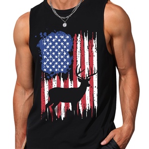 Camiseta sin mangas de punto con símbolo americano para hombre, transpirable, 100% algodón, informal, elegante, sin mangas, ecológica, de secado rápido, destacando la bandera de EE. UU. - Product Image 6