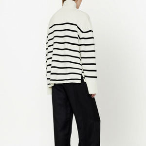 Custom Knit Stripe Cashmere Sweater Mulheres Jumper Senhoras Malhas Funil Inverno Pescoço Oversized Malha Pullover Camisola das Mulheres - Product Image 4