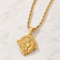 Collier personnalisé en or 18 carats et argent, chaîne torsadée classique, pendentif pièce de monnaie antique grecque Liberté