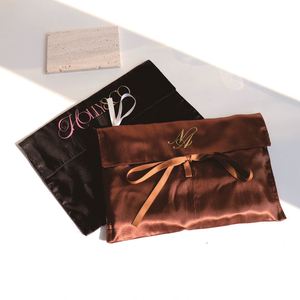 Custom Logo Printed Rose Gold Satin Envelope Wedding <b>Clothes</b> Packing Bag Luxury Durable Silk Envelope Gift Hair <b>Bundle</b> Wig Bag - Product Image 4