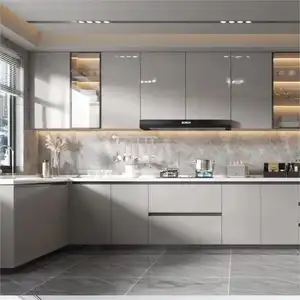 Lacquer kualitas tinggi atau finishing modern lemari dapur desain aluminium lemari dapur profil mewah kayu solid lemari dapur