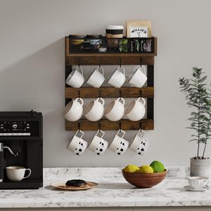Support mural pliable personnalisé pour tasses à café avec 12 crochets, pour capsules de café, idéal pour la cuisine et la maison, couleur <span class=keywords><strong>marron</strong></span> - Product Image 1