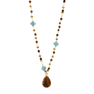 Collar Bohemio con <span class=keywords><strong>Colgante</strong></span> <span class=keywords><strong>de</strong></span> <span class=keywords><strong>Piedra</strong></span> Natural Geométrica, Cadenas Chapadas en Oro <span class=keywords><strong>de</strong></span> 18K, Amatista, Malaquita, <span class=keywords><strong>Ojo</strong></span> <span class=keywords><strong>de</strong></span> <span class=keywords><strong>Tigre</strong></span>, Amazonita, Forma <span class=keywords><strong>de</strong></span> Lágrima - Product Image 4