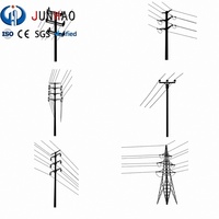 Poteau utilitaire en acier galvanisé à chaud à hauteur personnalisée avec isolation de bras transversal et accessoires de fixation pour ligne de distribution