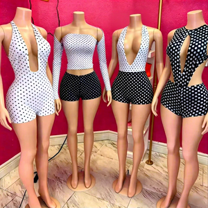 Completo da Donna 2026: Top Corto a <span class=keywords><strong>Pois</strong></span> + Pantaloncini, Set Casual 2 Pezzi, <span class=keywords><strong>Abbigliamento</strong></span> Femminile - Product Image 1