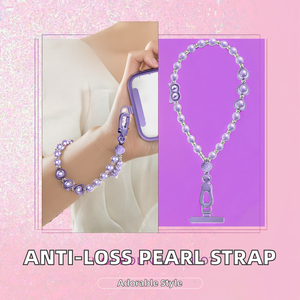 Chaîne de téléphone anti-perte mignonne avec cordon court, perles, lanière de poignet et pendentif métallique 21 cm pour téléphone portable - Product Image 2