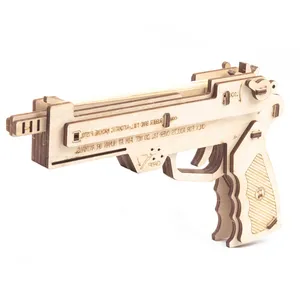 रबर बैंड पिस्तौल लकड़ी खिलौना बंदूक के लिए नवीनतम और सबसे लोकप्रिय लकड़ी बंदूक 3d पहेली वयस्क/बच्चों छुट्टियों स्मृति चिन्ह उपहार