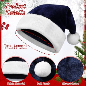 Gorros Navideños Divertidos de Felpa Corta Clásica en Varios Colores, Gorro de Santa Claus Engrosado y Alargado para Adultos - Product Image 5