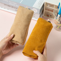 Trousse à crayons personnalisée pour écoliers, garçons et filles, série couleur unie, esthétique tendance, en velours côtelé, organiseur de maquillage