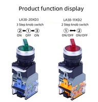 LA38-20 2/3 Tombol Tekan 22mm dengan LED Arus Maks 10A IP55 Terdaftar 380V untuk Penggunaan Industri