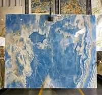 Blauer Onyx Polierte Platte Transluzenter Blauer Onyx-Stein mit Einzigartigen Adern für Wandhintergrund Arbeitsplatte Hotel Villa Dekoration