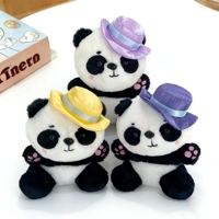 Boneka Panda Lucu Super Lembut dengan Topi, Mainan Hewan Isi Dakron untuk Mesin Cakar, Kartun Kawaii Mini Panda Plush OEM/ODM