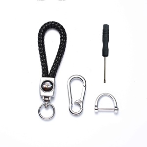 High Quality RTS Braided Leather Car Logo Keychain Metal Car Brand Promotional Keychains & Carabiners in Stock