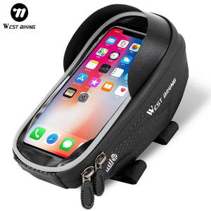 Sac de cadre avant pour vélo WEST BIKING, étanche, antichoc, 360° °   Sacoche de guidon rigide pour vélo, compatible avec téléphone de 6,5 pouces - Product Image 1