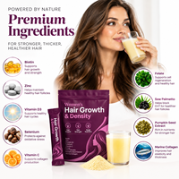 Poudre de soutien à la croissance et à la densité des cheveux pour femmes, marque privée, avec biotine, zinc, collagène marin, pour la force des cheveux et la nutrition du cuir chevelu