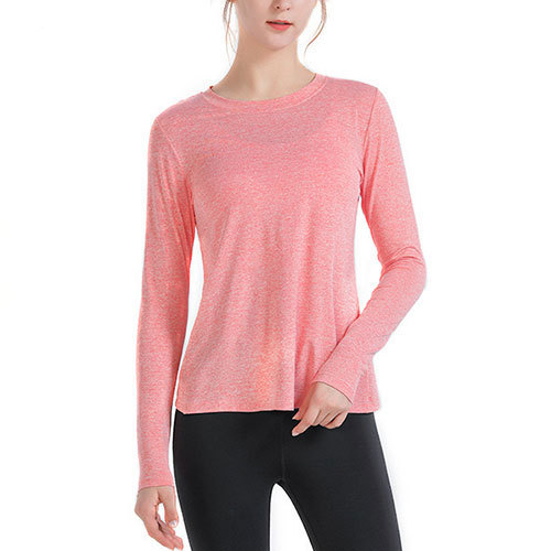 Women Long Sleeve Activewear Yoga Tops Ladies Gym Hiking Lightweight Shirts the Hem Opening Design