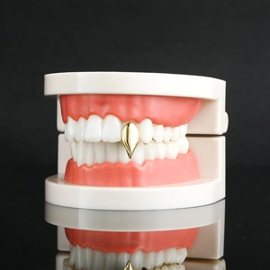 Grillz Hip Hop plaqué or véritable, motif crocs <span class=keywords><strong>de</strong></span> <span class=keywords><strong>vampire</strong></span> et petits crocs <span class=keywords><strong>de</strong></span> tigre, amusant pour Halloween, pour homme et <span class=keywords><strong>femme</strong></span>, pour un seul dentier. - Product Image 6