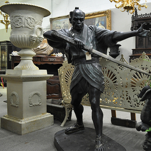 Statua di Guerriero Ninja Giapponese in Bronzo Antico a Grandezza Naturale per Decorazione Giardino - Product Image 1