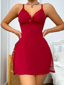 Camisón Sexy de Encaje para Mujer, Ropa de Dormir con Escote en V, <span class=keywords><strong>Pijama</strong></span> Exótico con Espalda Descubierta, Disfraces Exóticos, Cierre Elástico en la Cintura - Product Image 6