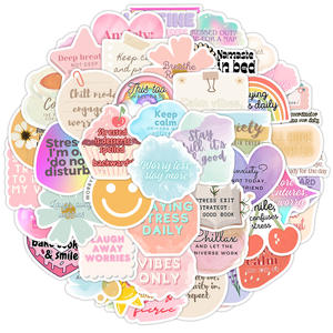 50 Uds lindas pegatinas de grafiti inglés motivacionales <span class=keywords><strong>para</strong></span> decoración de teléfono de equipaje pegatina colorida Happy Vibe - Product Image 2