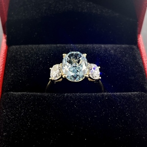 Diamante Azul 4ct + Tamanho Anel Dourado Anel De Diamante De Cor Extravagante - Product Image 4