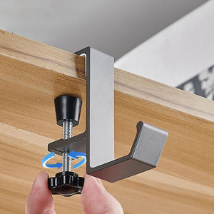 مكتب حامل معدني من الألومنيوم خطافات فضي على شكل حرف U يدعم حقائب ظهر سوداء حاملات خطافات سماعة الرأس - Product Image 4