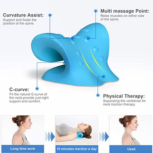 Oreiller de traction cervicale en mousse PU correctrice, bleu, soutien pour massage du cou, densité 280, épaisseur 115 - Product Image 2