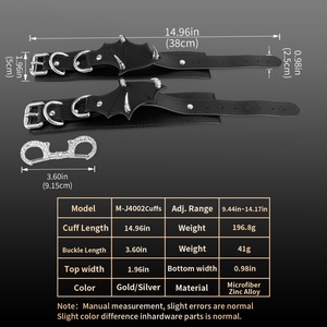 Bat-Style Genuine Leather <b>BDSM</b> Handcuffs & Ankle Cuffs Adjustable Bondage <b>Restraints</b> for Men & Women Soft Lining Fetish Gear Set - Product Image 6