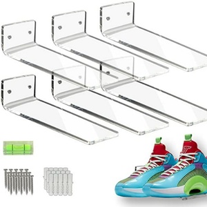 Clear Acrylic Customizable Color Logo Floating Shoe Display Stands <b>Sneaker</b> <b>Shelves</b> Wall Mounted 3-5mm Thick Custom Shape - Product Image 1
