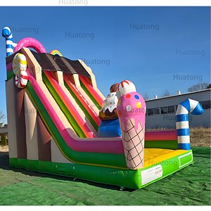 Huatong phim hoạt hình màu hồng Ice Cream chủ đề nảy lâu đài <span class=keywords><strong>Inflatable</strong></span> trượt trượt combo màu hồng kẹo ngọt <span class=keywords><strong>Inflatable</strong></span> trượt cho trẻ em - Product Image 2