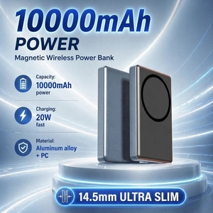 Batería Externa Portátil Ultrafina de Aleación de Aluminio, 10000mAh, Inalámbrica, Magnética, Carga Rápida Tipo-C de 15W, para Uso en Exteriores - Product Image 1
