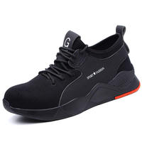 Chaussures de sécurité noires antidérapantes et imperméables en cuir avec embout en acier pour hommes, idéales pour l'industrie lourde, style Work Boot Fashion, avec tige en maille respirante.